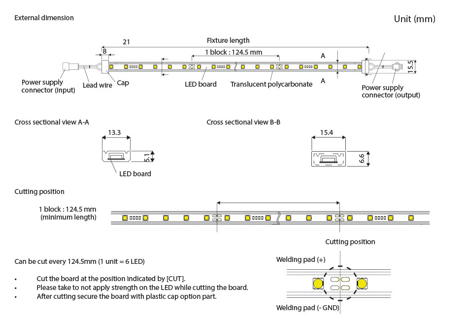 FLT-2 LED Fleixble strip dimensions