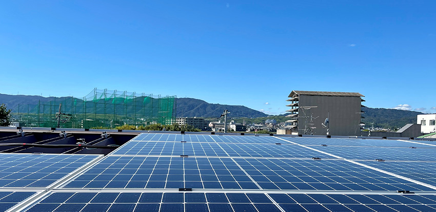 Solar panel being installed at FKK Corporation Kyoto plant